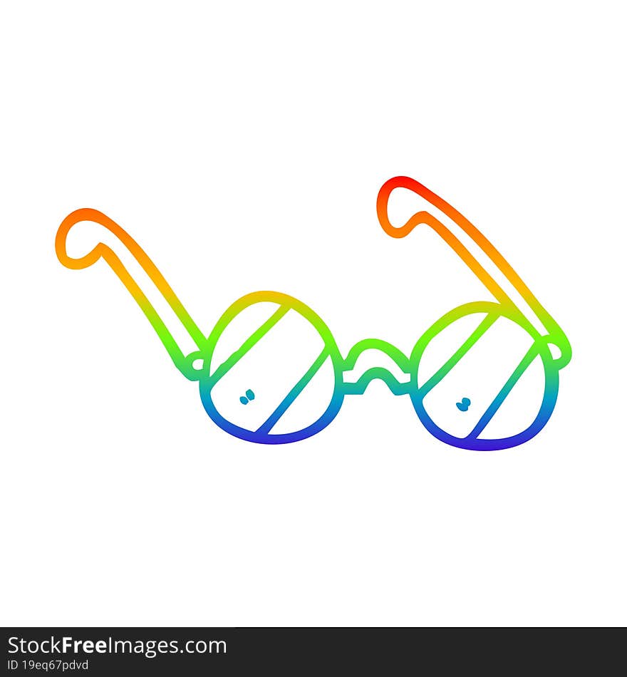 Rainbow Gradient Line Drawing Cartoon Glass Spectacles