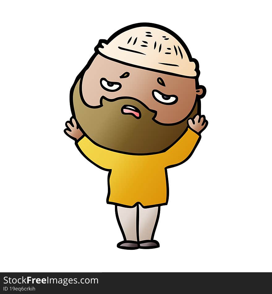 cartoon worried man with beard. cartoon worried man with beard