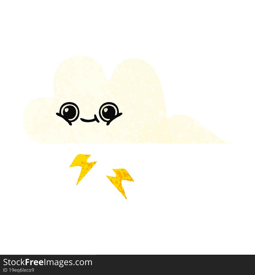 retro illustration style cartoon of a storm cloud