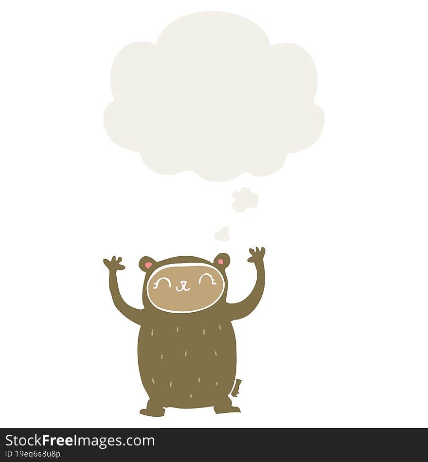 cute cartoon bear and thought bubble in retro style