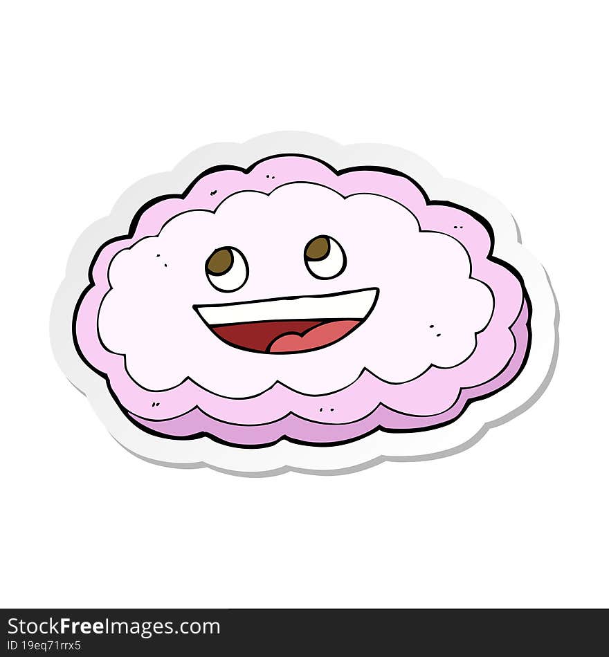 Sticker Of A Cartoon Happy Pink Cloud