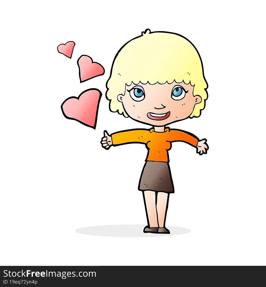 cartoon woman in love