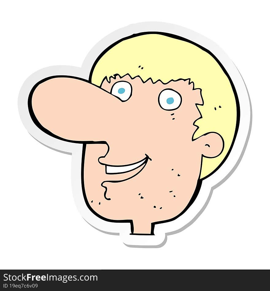 Sticker Of A Cartoon Happy Male Face