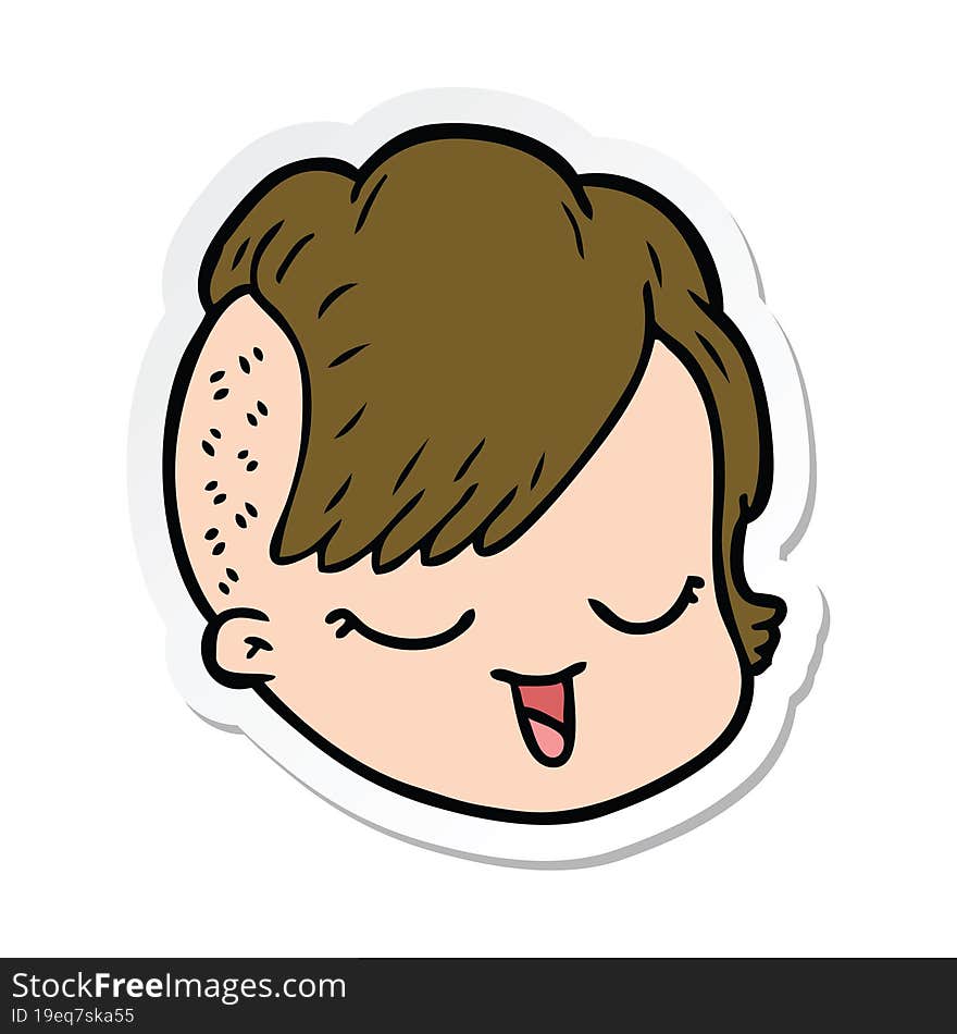 sticker of a cartoon female face