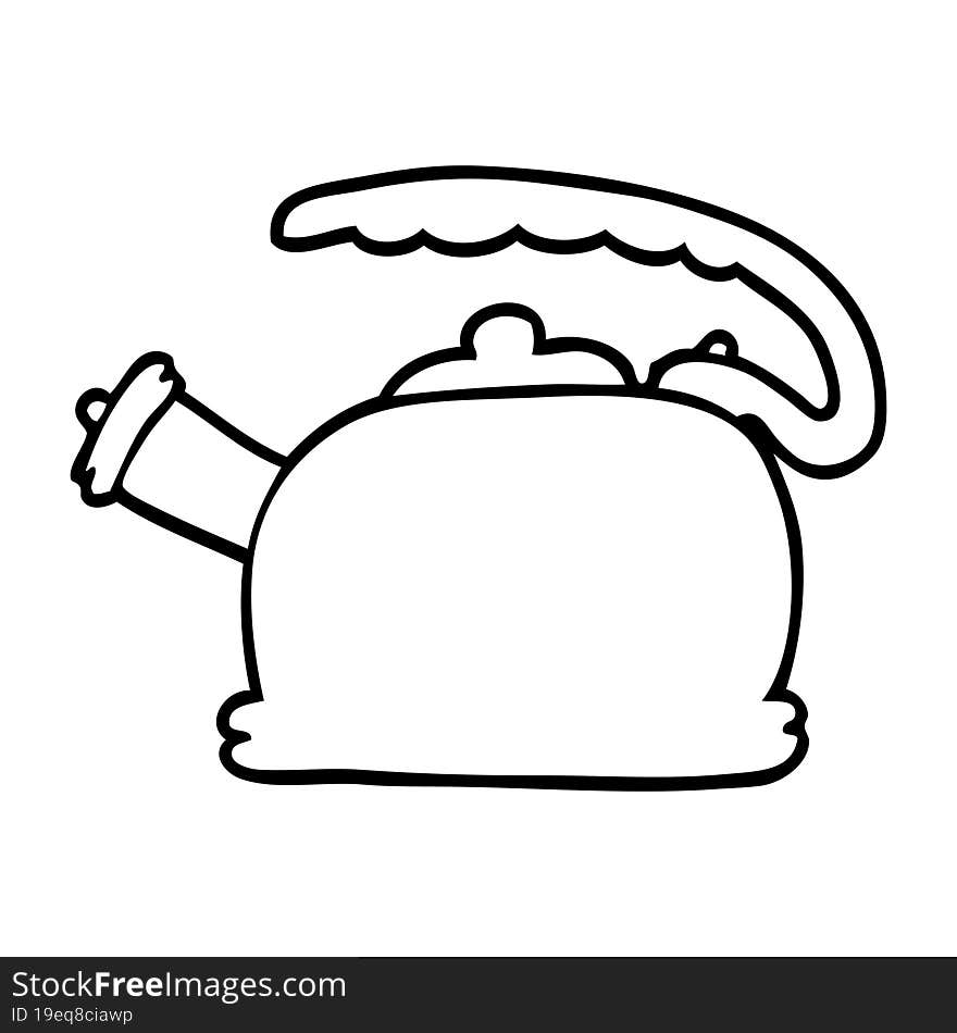 line drawing cartoon whistling kettle