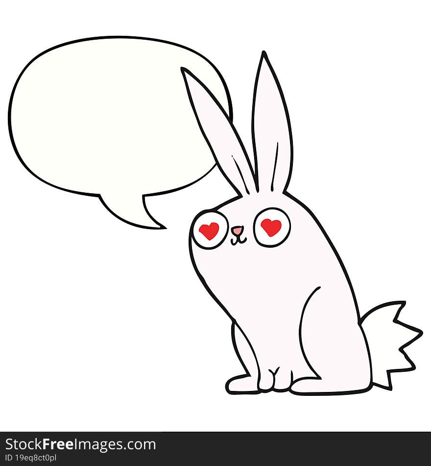 cartoon bunny rabbit in love and speech bubble