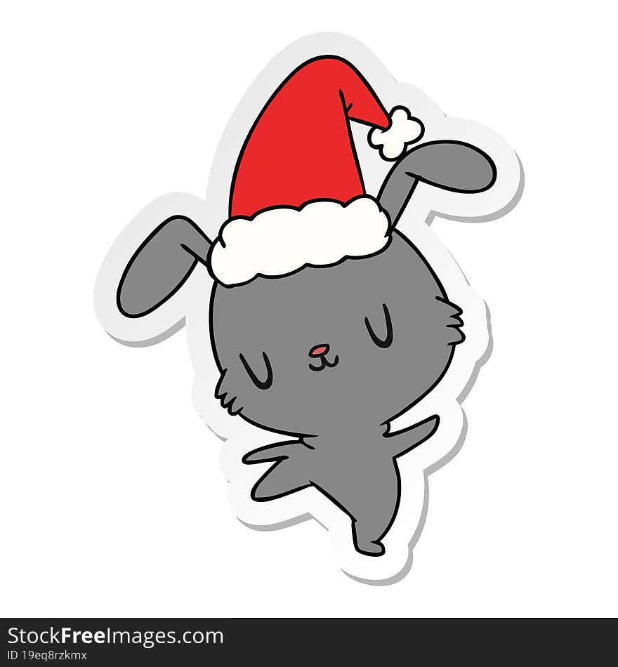 Christmas Sticker Cartoon Of Kawaii Rabbit