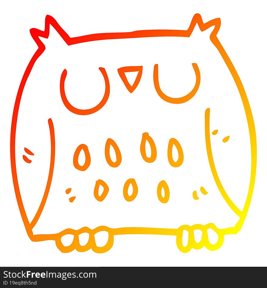 warm gradient line drawing cartoon cute owl