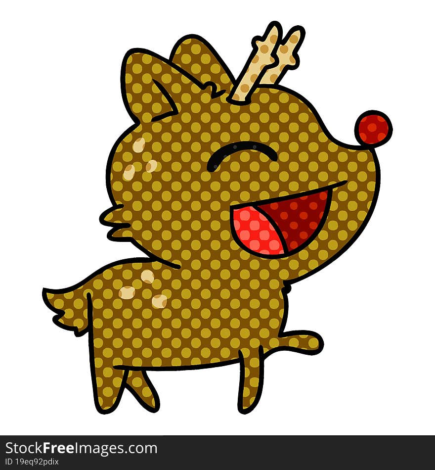 Cartoon Of Cute Red Nosed Reindeer