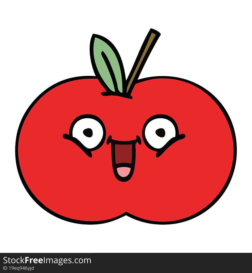 cute cartoon of a red apple. cute cartoon of a red apple