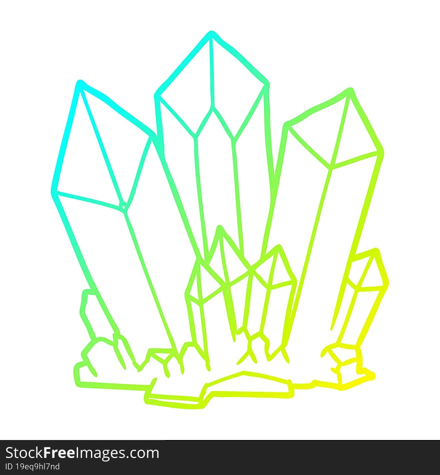 cold gradient line drawing cartoon crystals