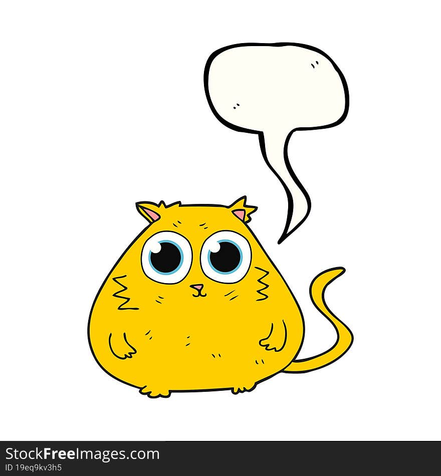 Speech Bubble Cartoon Cat With Big Pretty Eyes