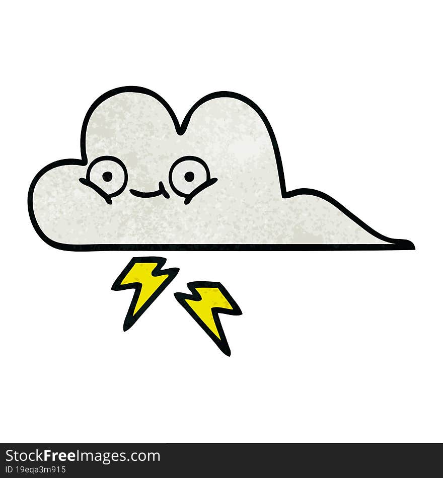 retro grunge texture cartoon of a thunder cloud