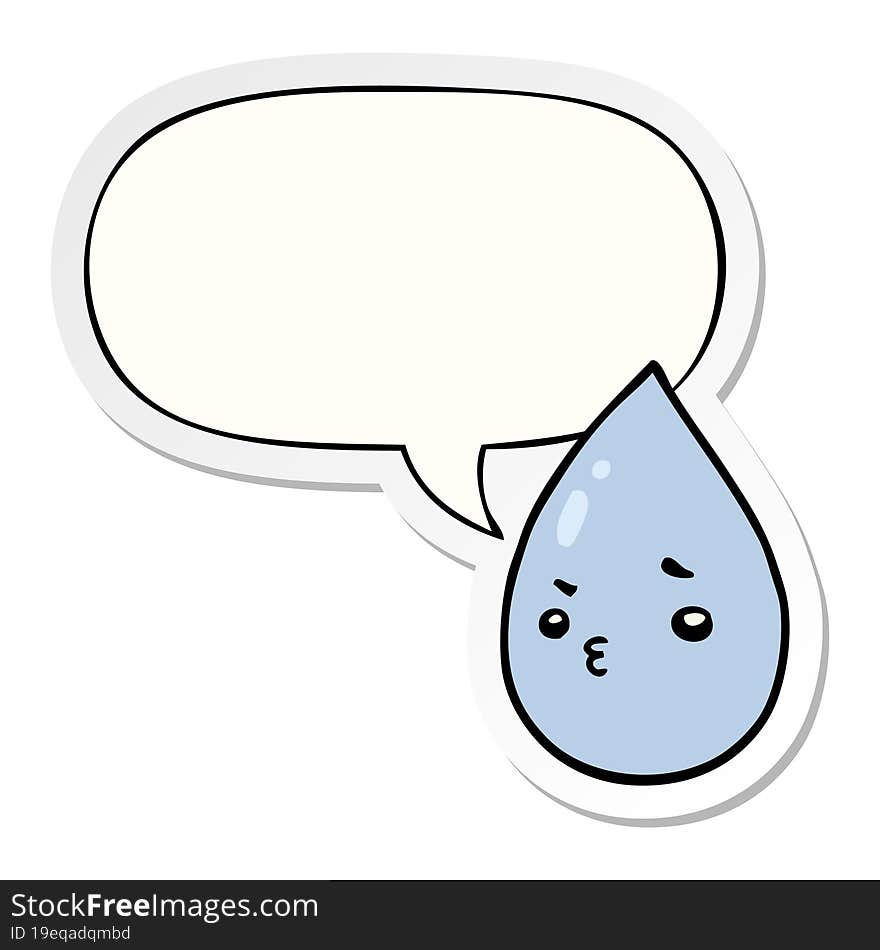 cartoon cute raindrop with speech bubble sticker