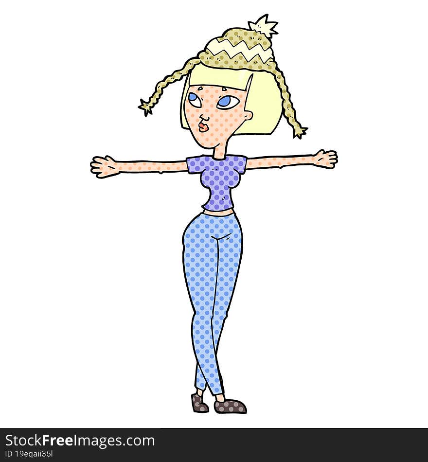 Cartoon Woman Wearing Hat