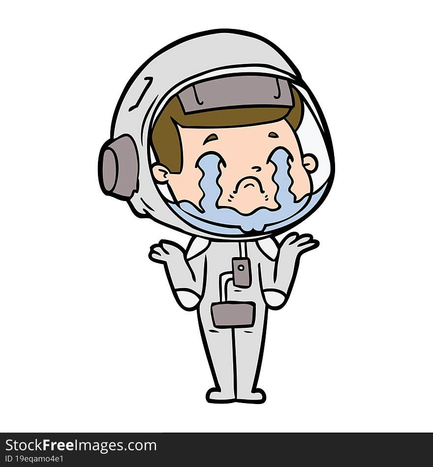 cartoon crying astronaut. cartoon crying astronaut