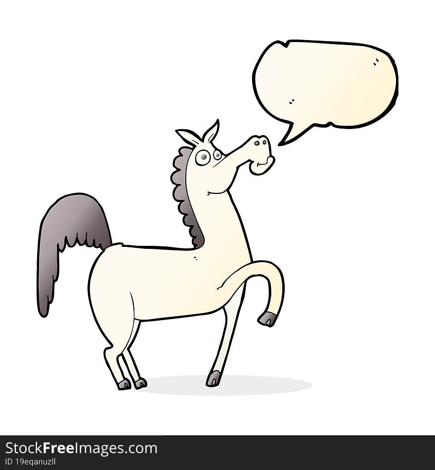 funny cartoon horse with speech bubble