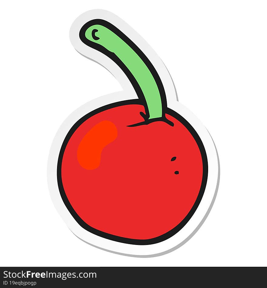 Sticker Of A Cartoon Cherry