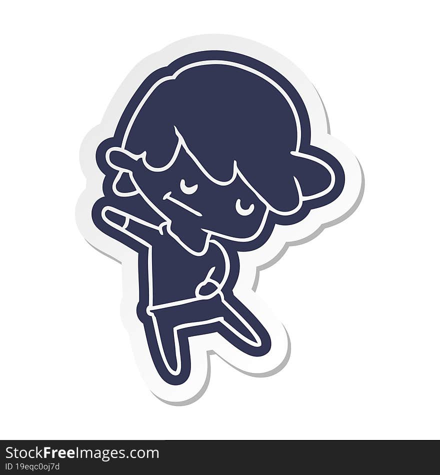 Cartoon Sticker Of A Kawaii Cute Boy