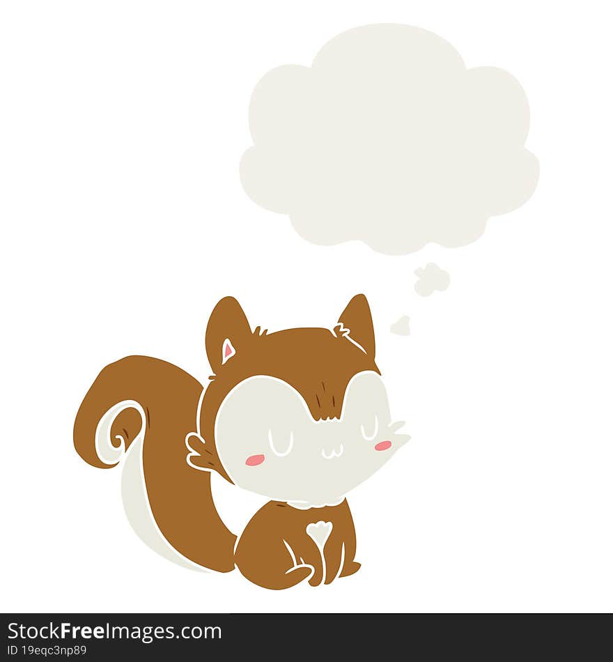 Cartoon Squirrel And Thought Bubble In Retro Style