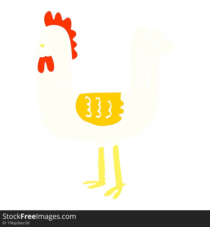 flat color illustration cartoon cockerel