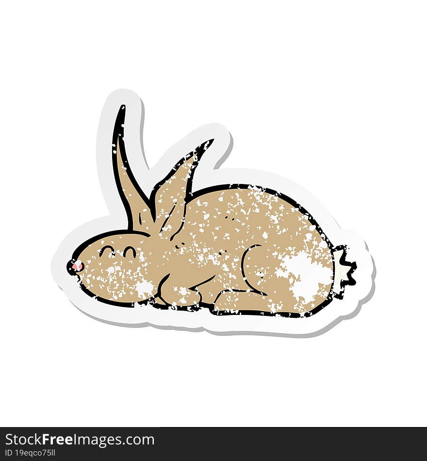 Retro Distressed Sticker Of A Cartoon Rabbit