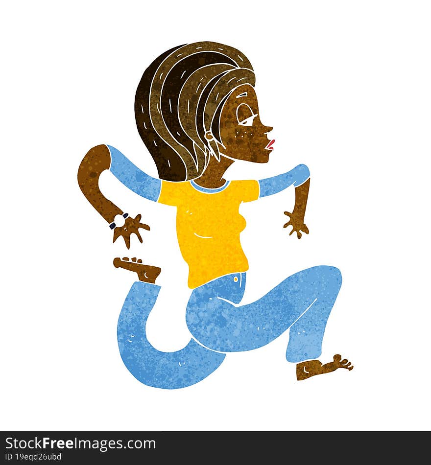 cartoon woman running