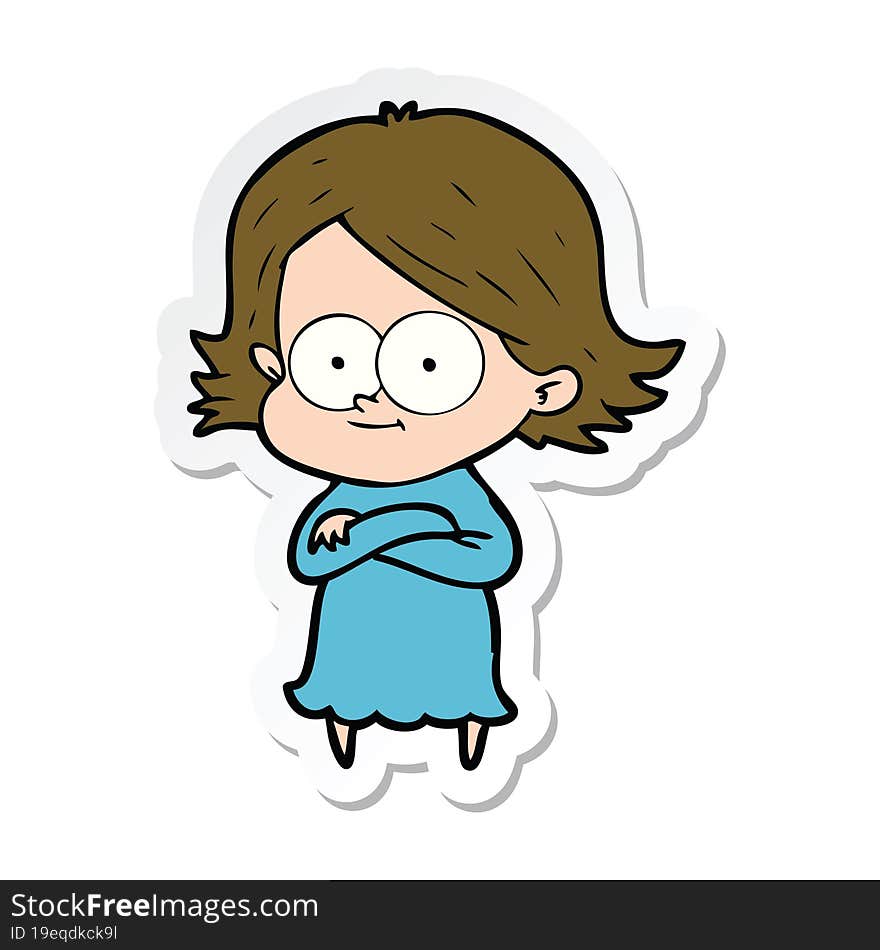 sticker of a happy cartoon girl