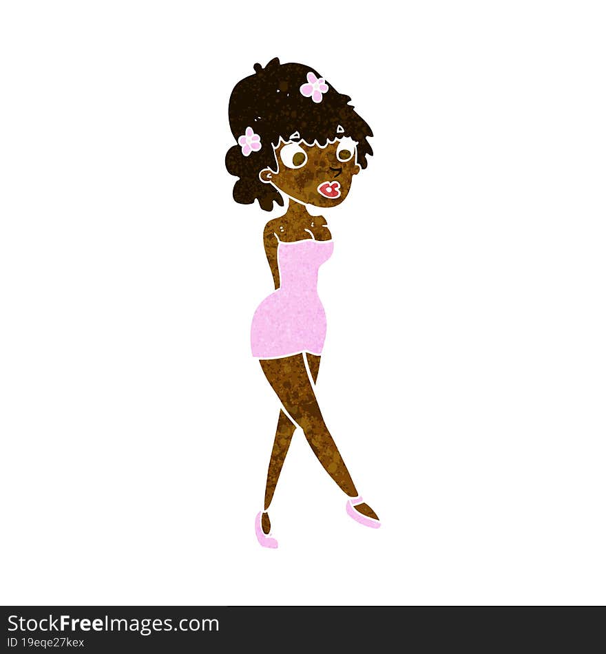 cartoon woman posing in dress