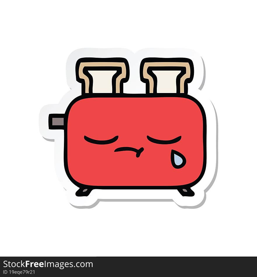 sticker of a cute cartoon of a toaster