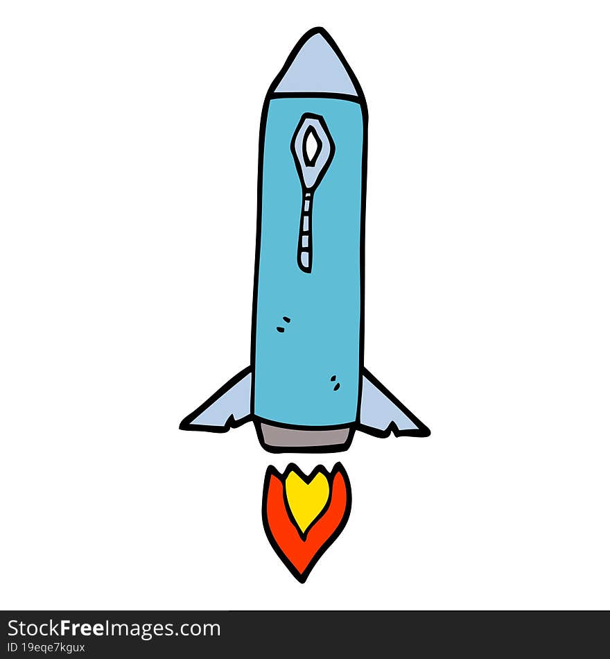 cartoon doodle space rocket