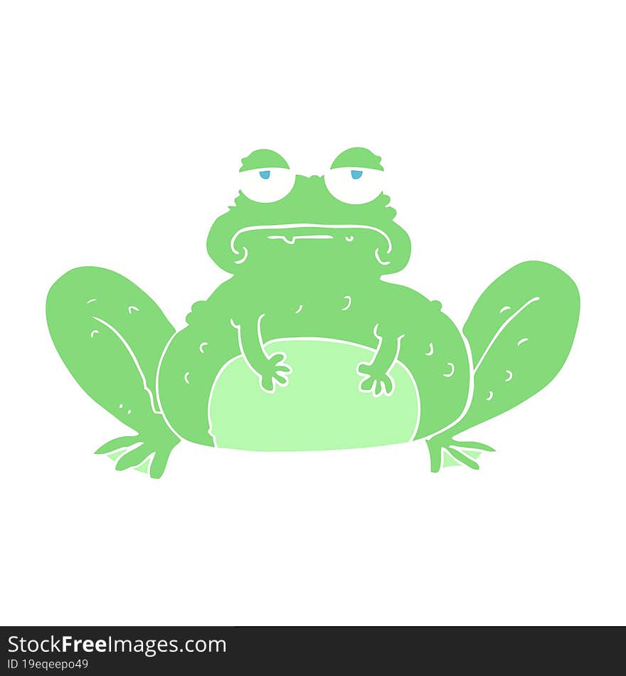 flat color illustration of a cartoon frog