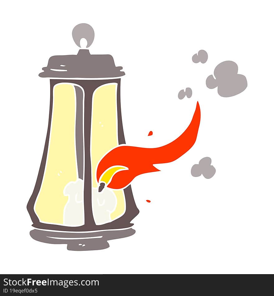 flat color illustration of a cartoon spooky lantern