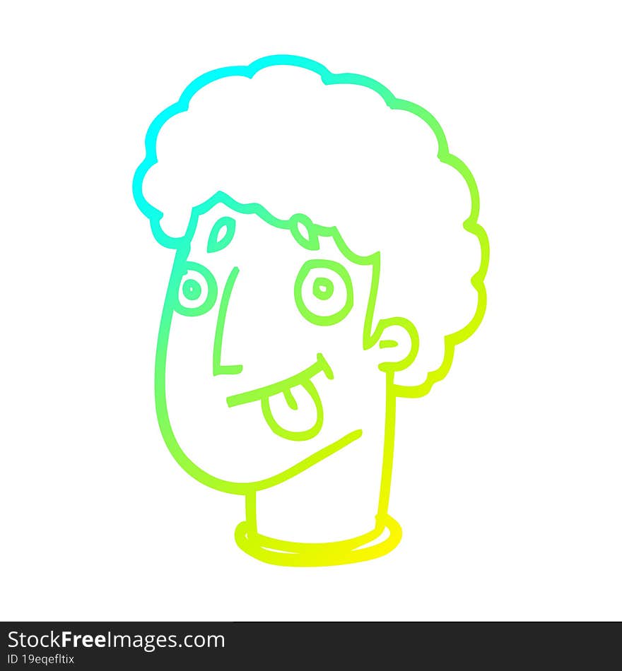 cold gradient line drawing cartoon funny male face