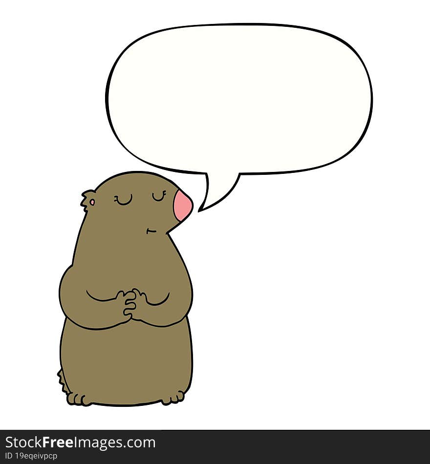 Cute Cartoon Bear And Speech Bubble