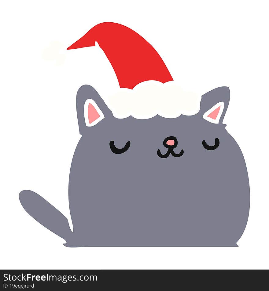 christmas cartoon of kawaii cat