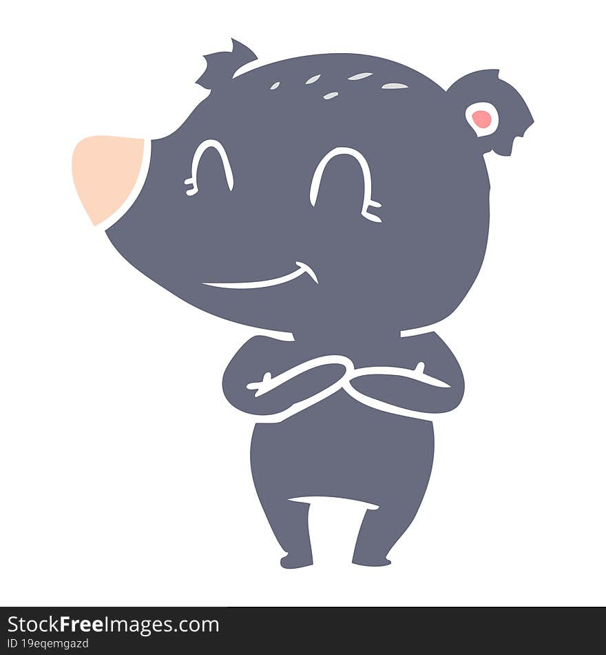 Friendly Bear Flat Color Style Cartoon