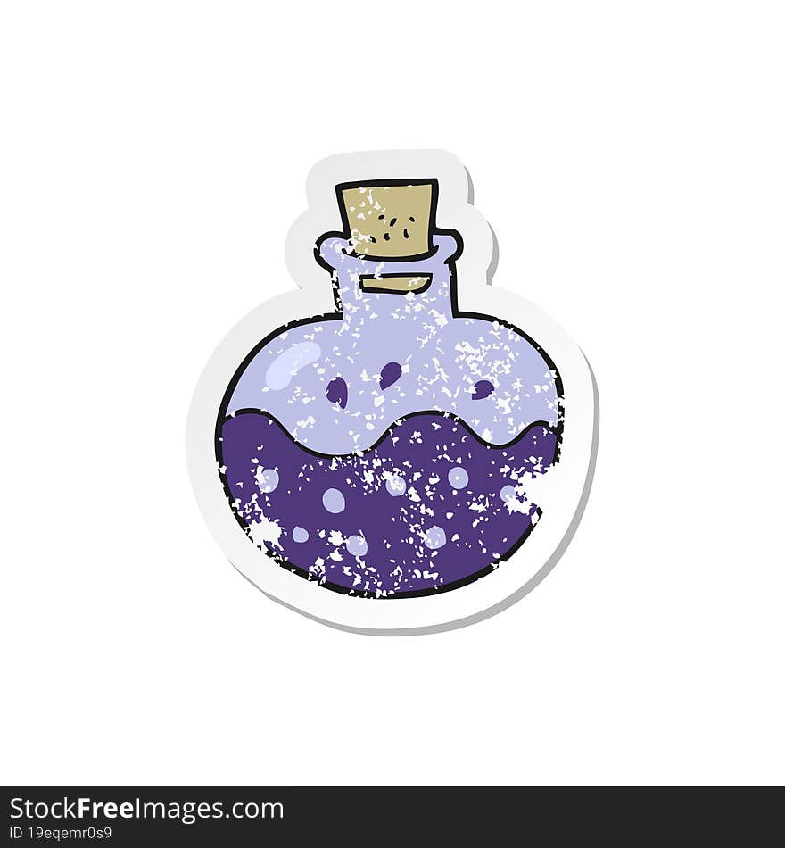 retro distressed sticker of a cartoon science potion