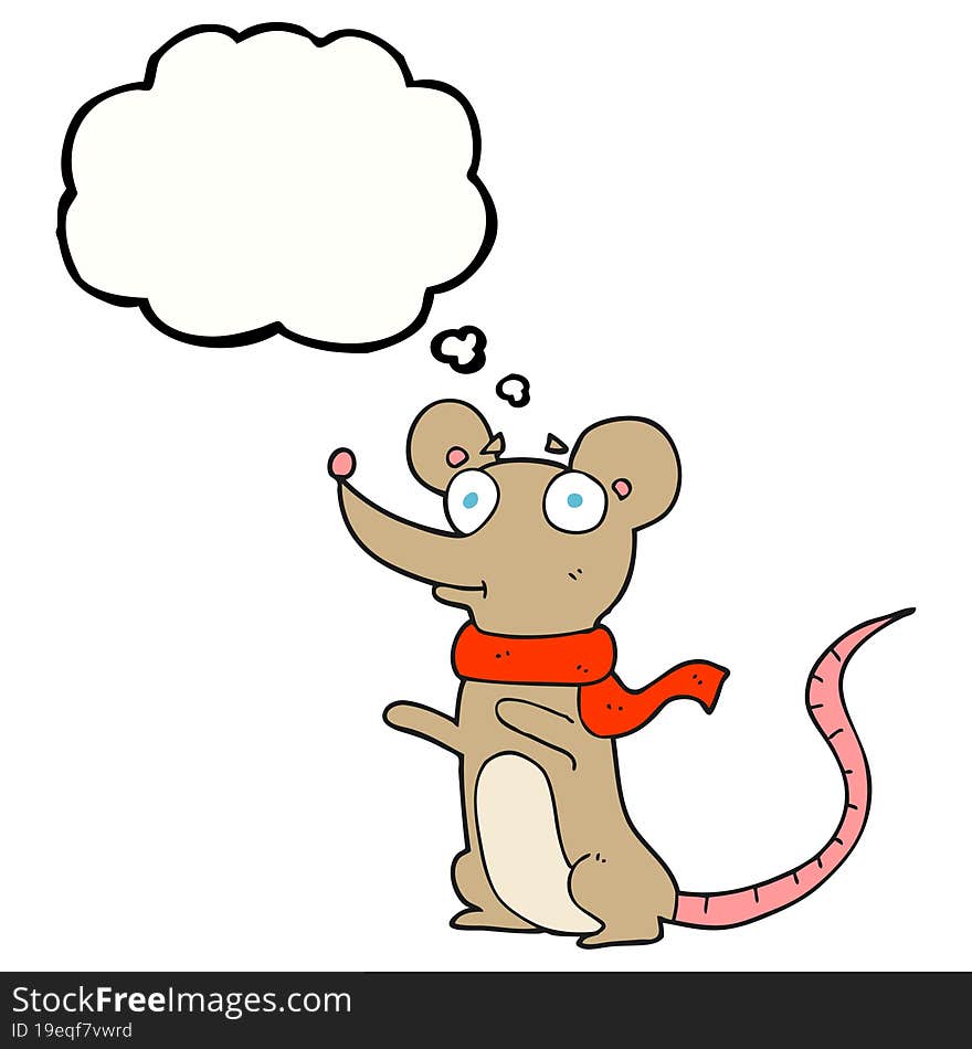 freehand drawn thought bubble cartoon mouse