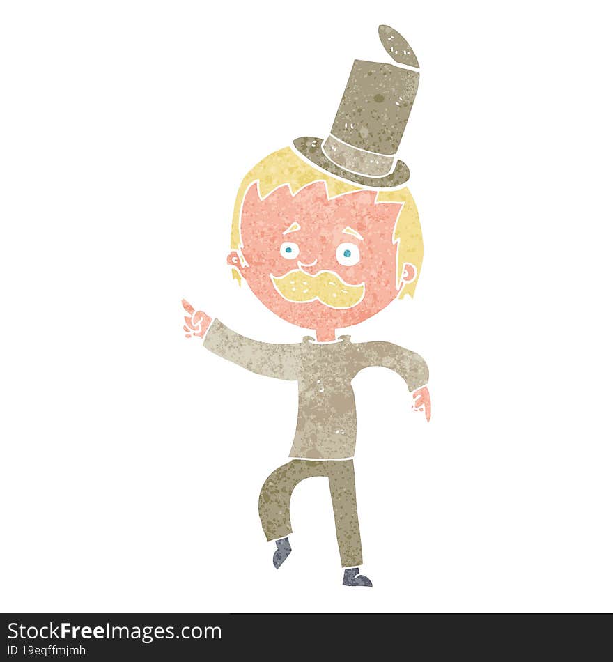 cartoon man in broken old hat