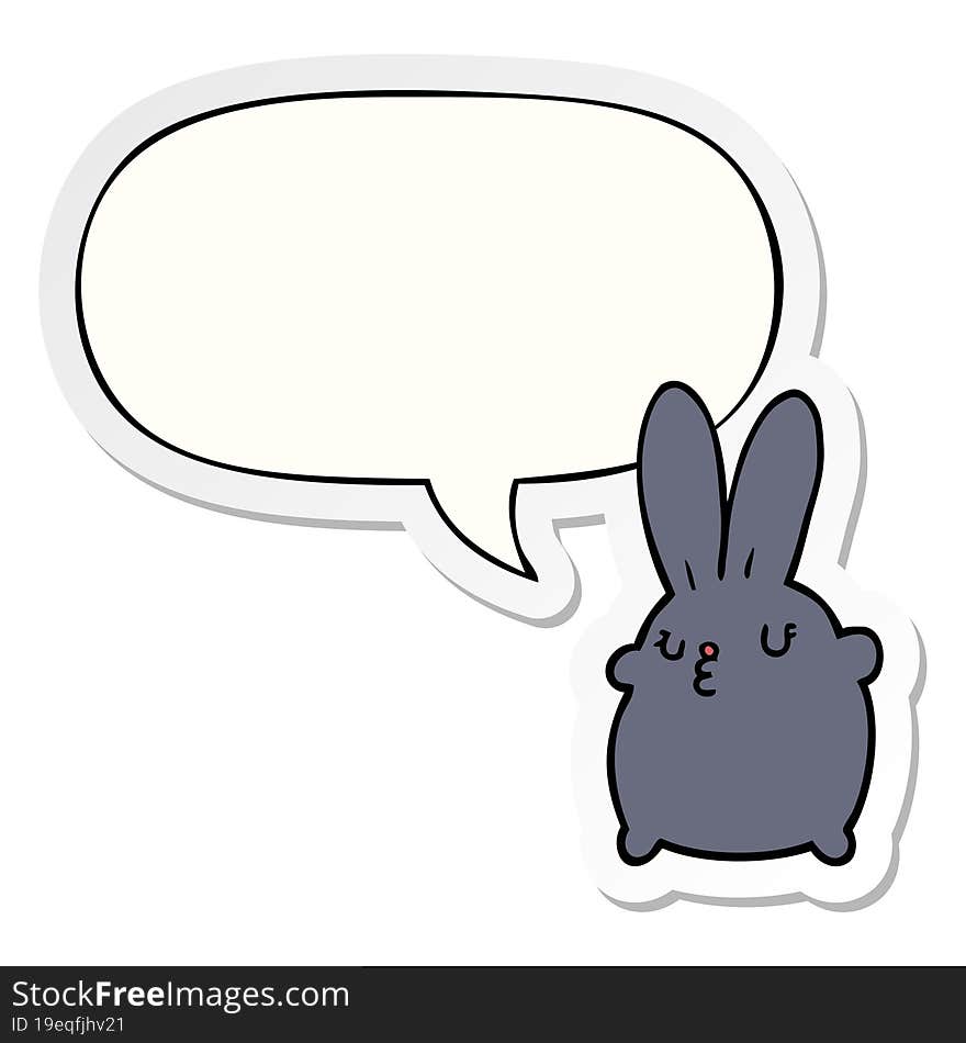 cute cartoon rabbit and speech bubble sticker