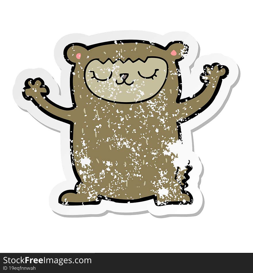 distressed sticker of a cute cartoon bear