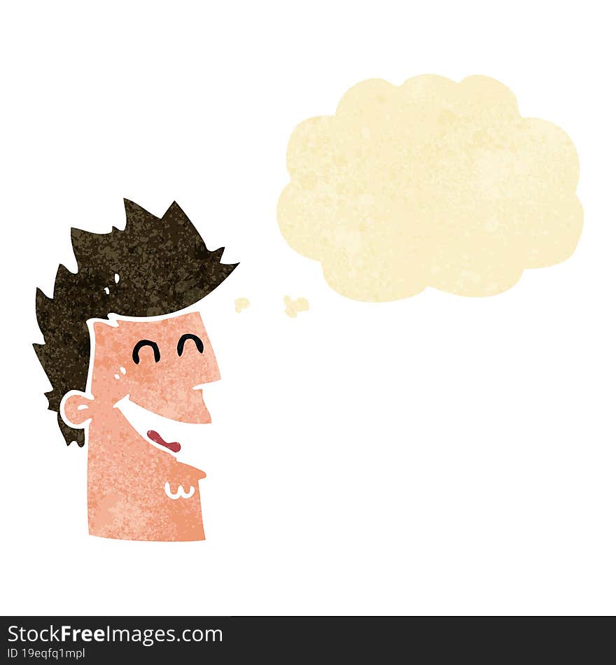 Cartoon Happy Man With Thought Bubble