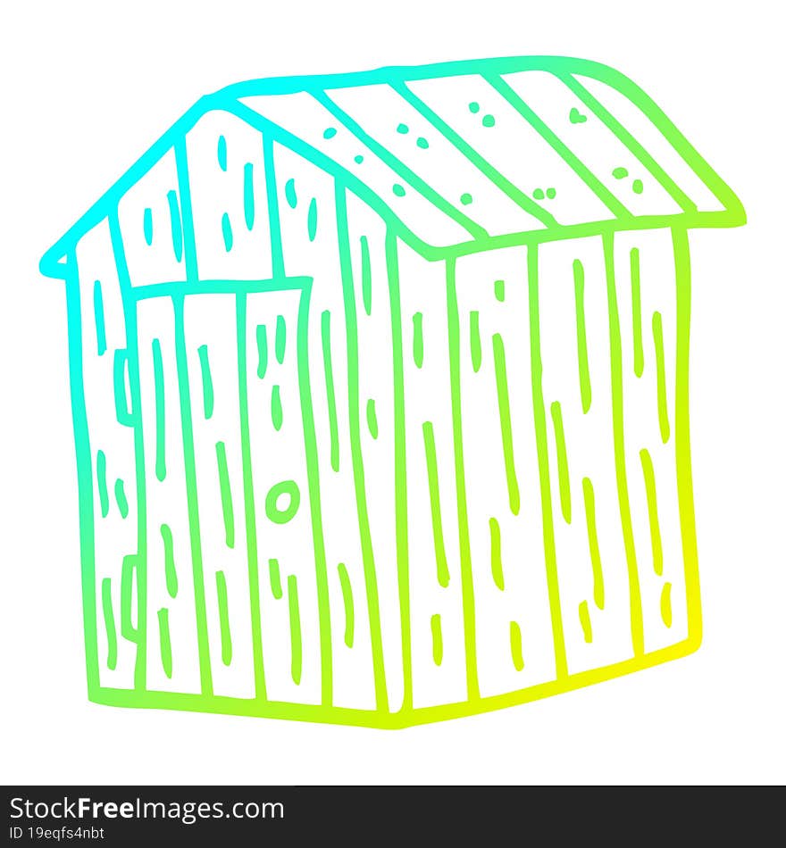 Cold Gradient Line Drawing Cartoon Wooden Shed