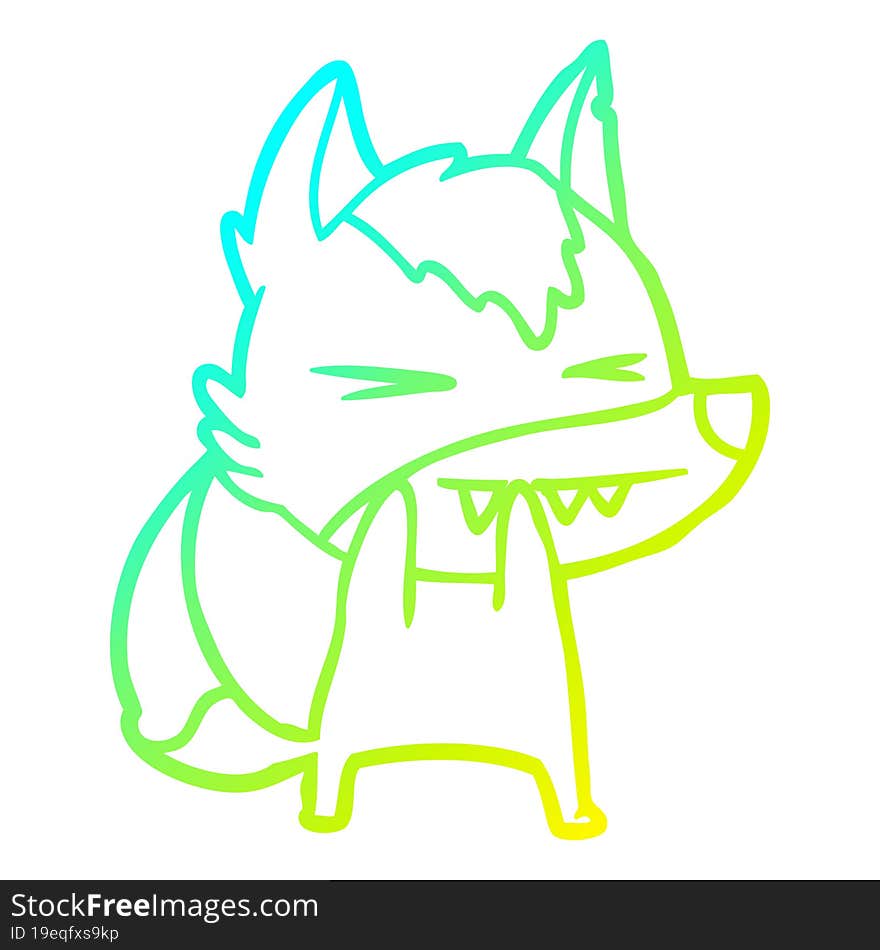 cold gradient line drawing angry wolf cartoon