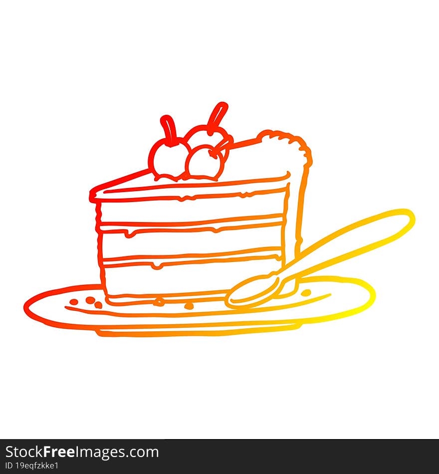 warm gradient line drawing expensive slice of chocolate cake