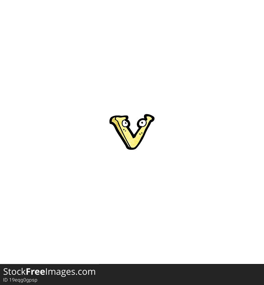 Cartoon Letter V With Eyes