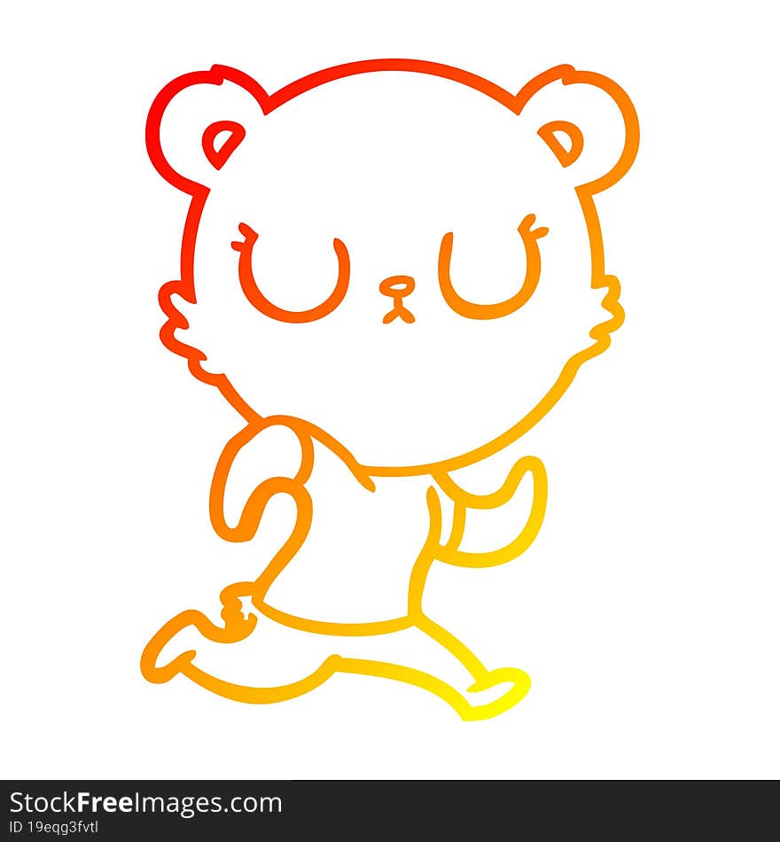 warm gradient line drawing peaceful cartoon bear running