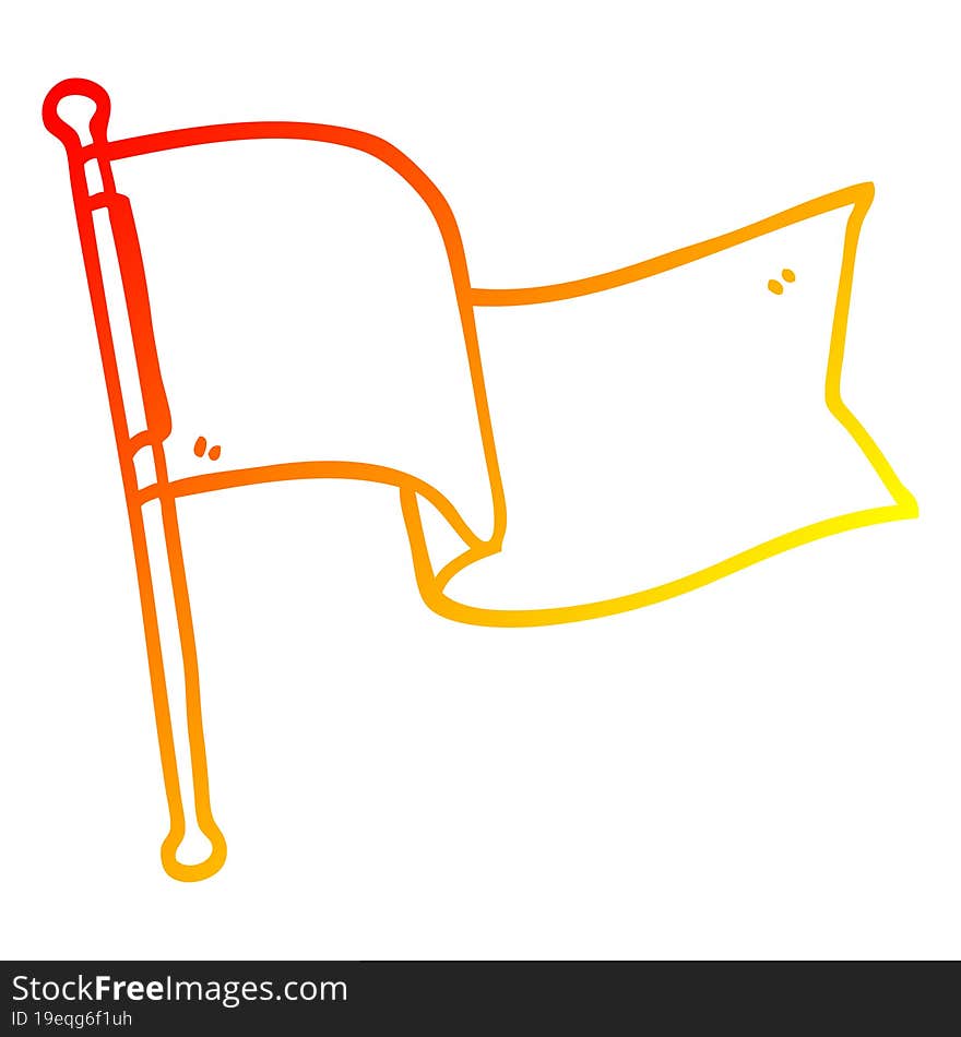 Warm Gradient Line Drawing Cartoon White Flag Waving