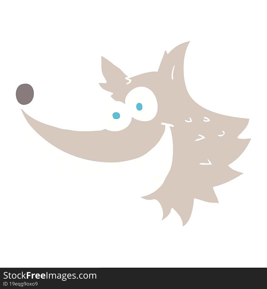 Flat Color Illustration Of A Cartoon Crazy Wolf